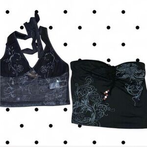 Black and Gray Halter and Tube Top Set